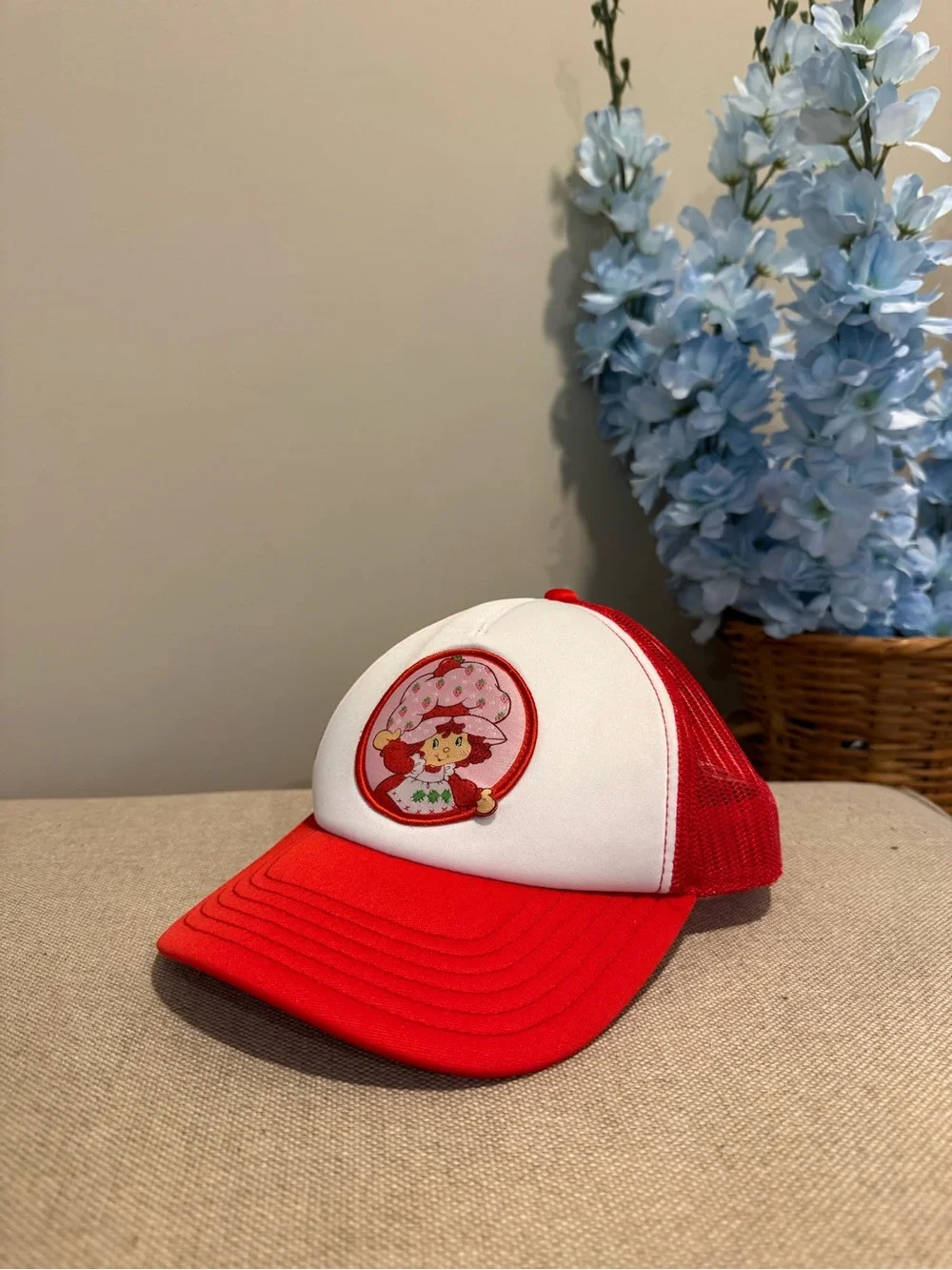 Red & White Strawberry Shortcake Patch Trucker Cap Hat